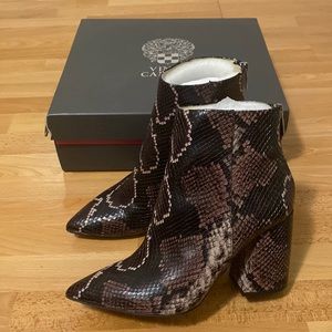 Vince Camuto snakeskin heeled booties
